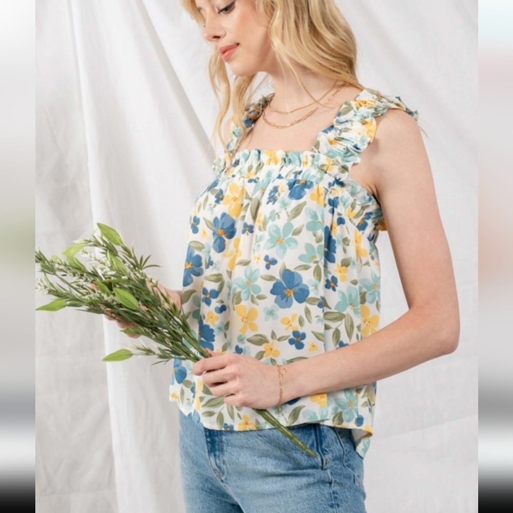 Blue floral top - Picture 5 of 5
